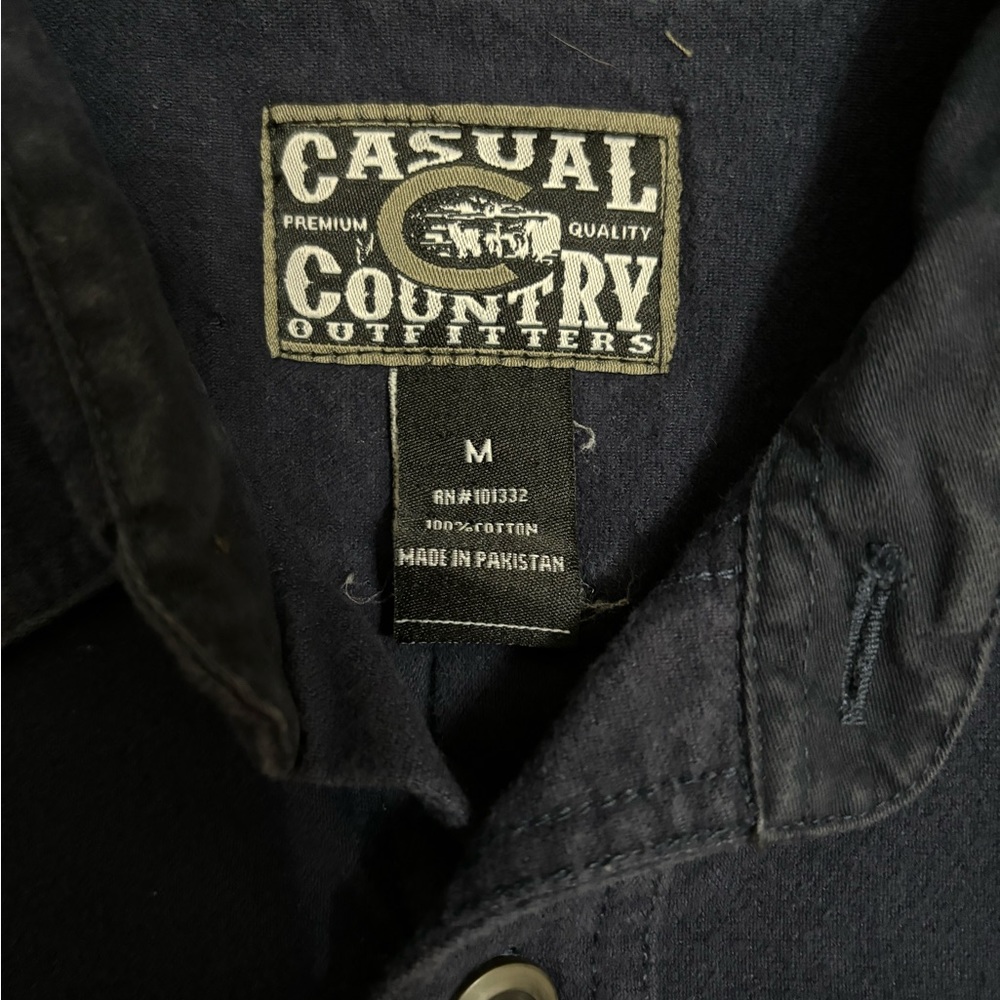 Navy Blue Casual Country Outfitters Heavy Flannel Size Medium - Picture 3 of 3